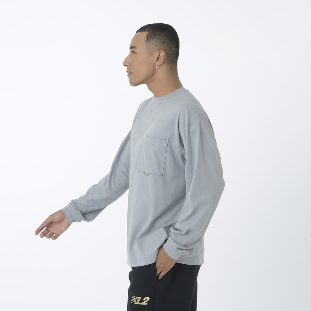 ニューバランス（new balance）（メンズ）長袖Tシャツ ラッシュガード MT1996 ロングTシャツ AMT45018 YST グレー 吸汗速乾 透けにくい