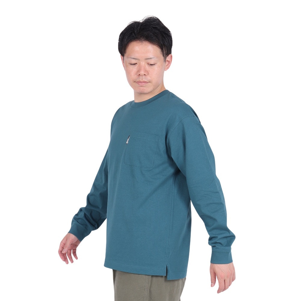 ジャックウルフスキン（JackWolfskin）（メンズ）長袖Tシャツ ロンT ポケット ロングスリーブTシャツ 5022585-4299 グリーン 耐久性 綿100