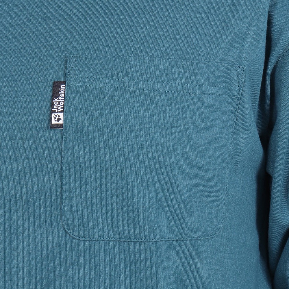 ジャックウルフスキン（JackWolfskin）（メンズ）長袖Tシャツ ロンT ポケット ロングスリーブTシャツ 5022585-4299 グリーン 耐久性 綿100