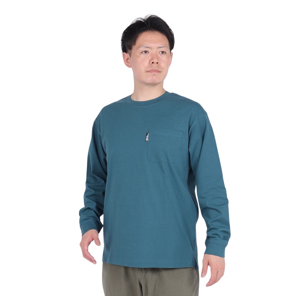 ジャックウルフスキン（JackWolfskin）（メンズ）長袖Tシャツ ロンT ポケット ロングスリーブTシャツ 5022585-4299 グリーン 耐久性 綿100