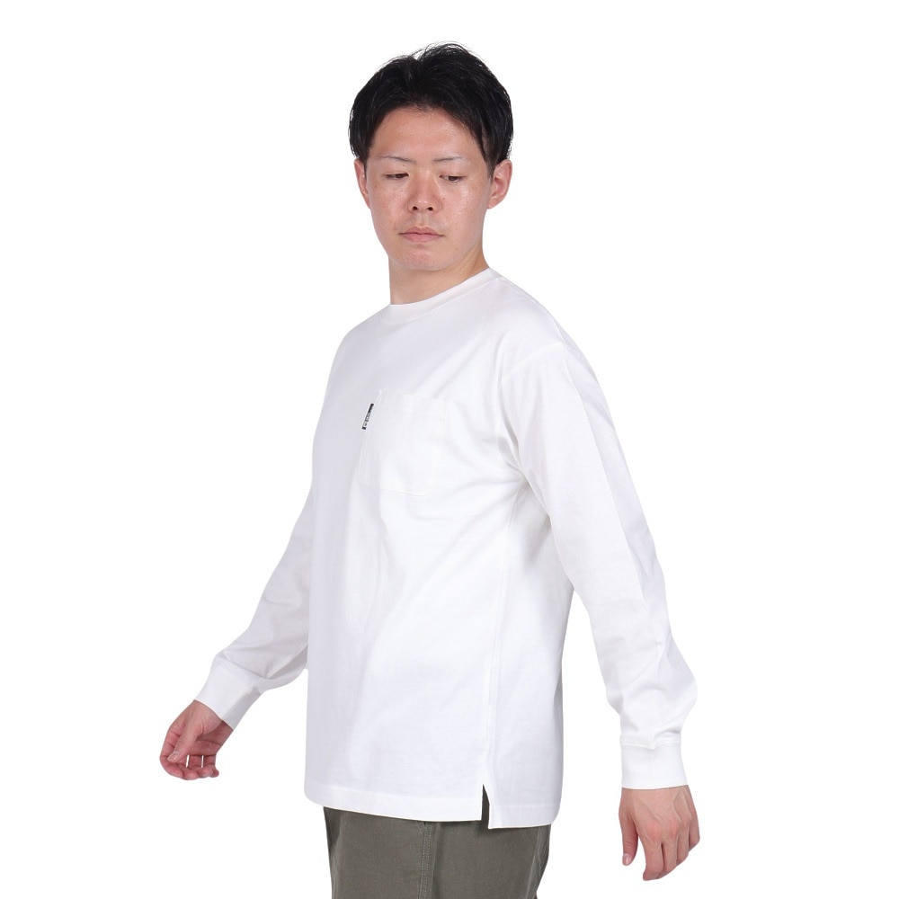 ジャックウルフスキン（JackWolfskin）（メンズ）長袖Tシャツ ロンT ポケット ロングスリーブTシャツ 5022585-5055 ホワイト 耐久性 綿100