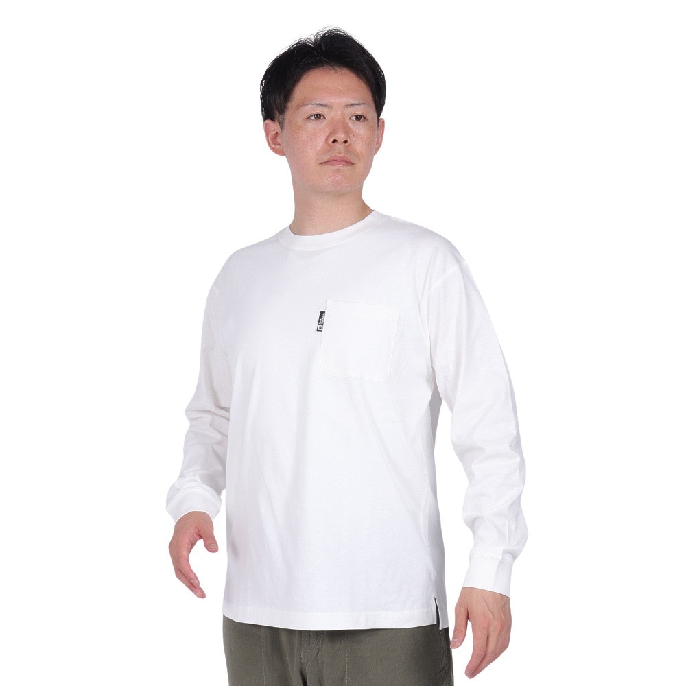 ジャックウルフスキン（JackWolfskin）（メンズ）長袖Tシャツ ロンT ポケット ロングスリーブTシャツ 5022585-5055 ホワイト 耐久性 綿100