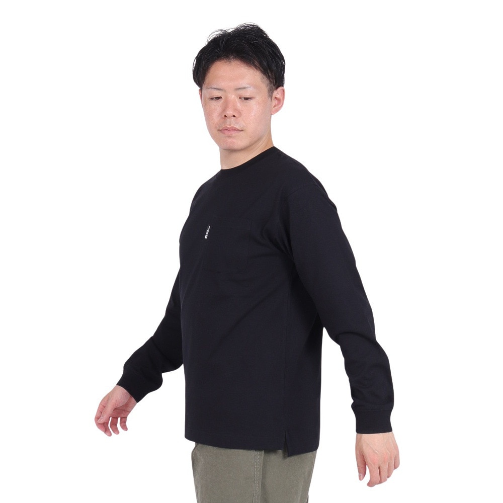 ジャックウルフスキン（JackWolfskin）（メンズ）長袖Tシャツ ロンT ポケット ロングスリーブTシャツ 5022585-6000 ブラック 耐久性 綿100