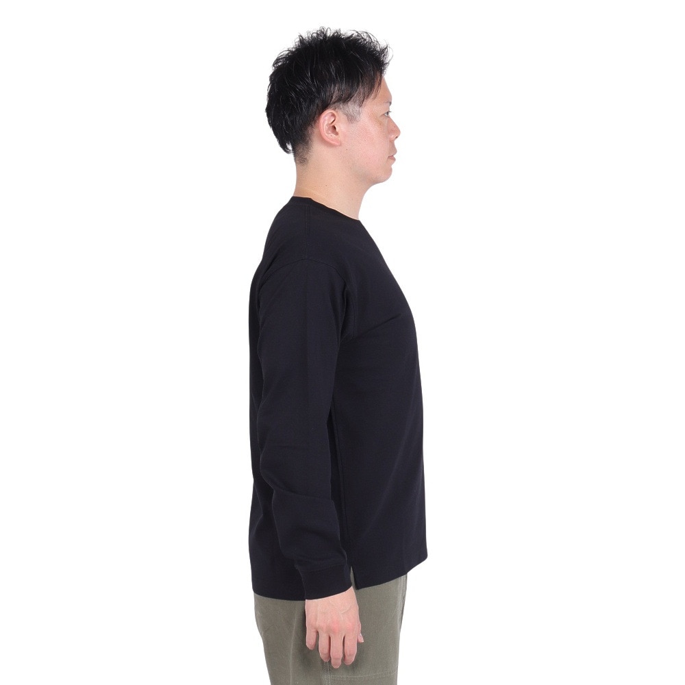 ジャックウルフスキン（JackWolfskin）（メンズ）長袖Tシャツ ロンT ポケット ロングスリーブTシャツ 5022585-6000 ブラック 耐久性 綿100