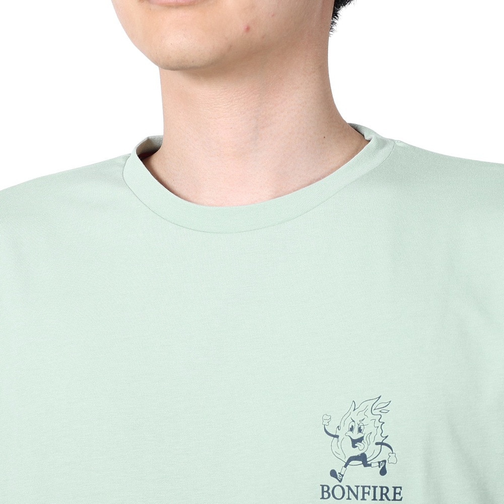 ボンファイア（Bonfire）（メンズ）速乾 ドライ 長袖Tシャツ ロンT キャンピングラヴァーズTシャツ 50BNF4SCD2310 MNT ミント 袖プリント