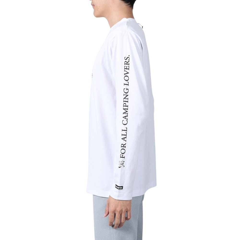 ボンファイア（Bonfire）（メンズ）速乾 ドライ 長袖Tシャツ ロンT キャンピングラヴァーズTシャツ 50BNF4SCD2310 WHT ホワイト 袖プリント