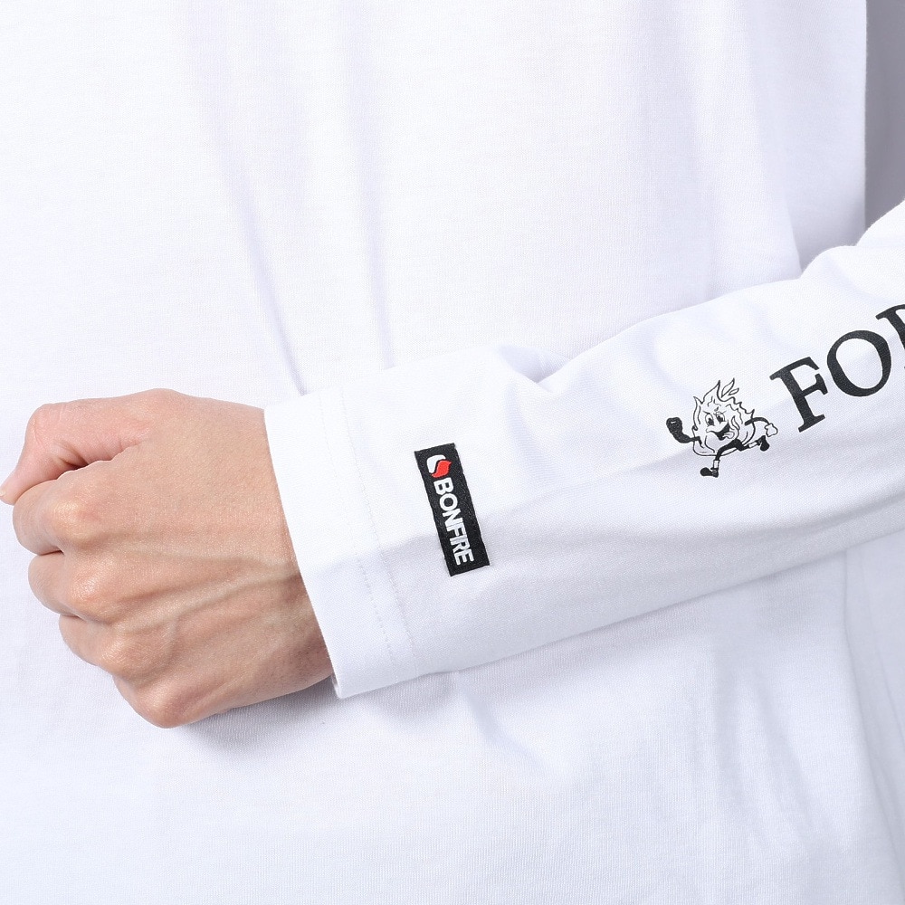 ボンファイア（Bonfire）（メンズ）速乾 ドライ 長袖Tシャツ ロンT キャンピングラヴァーズTシャツ 50BNF4SCD2310 WHT ホワイト 袖プリント