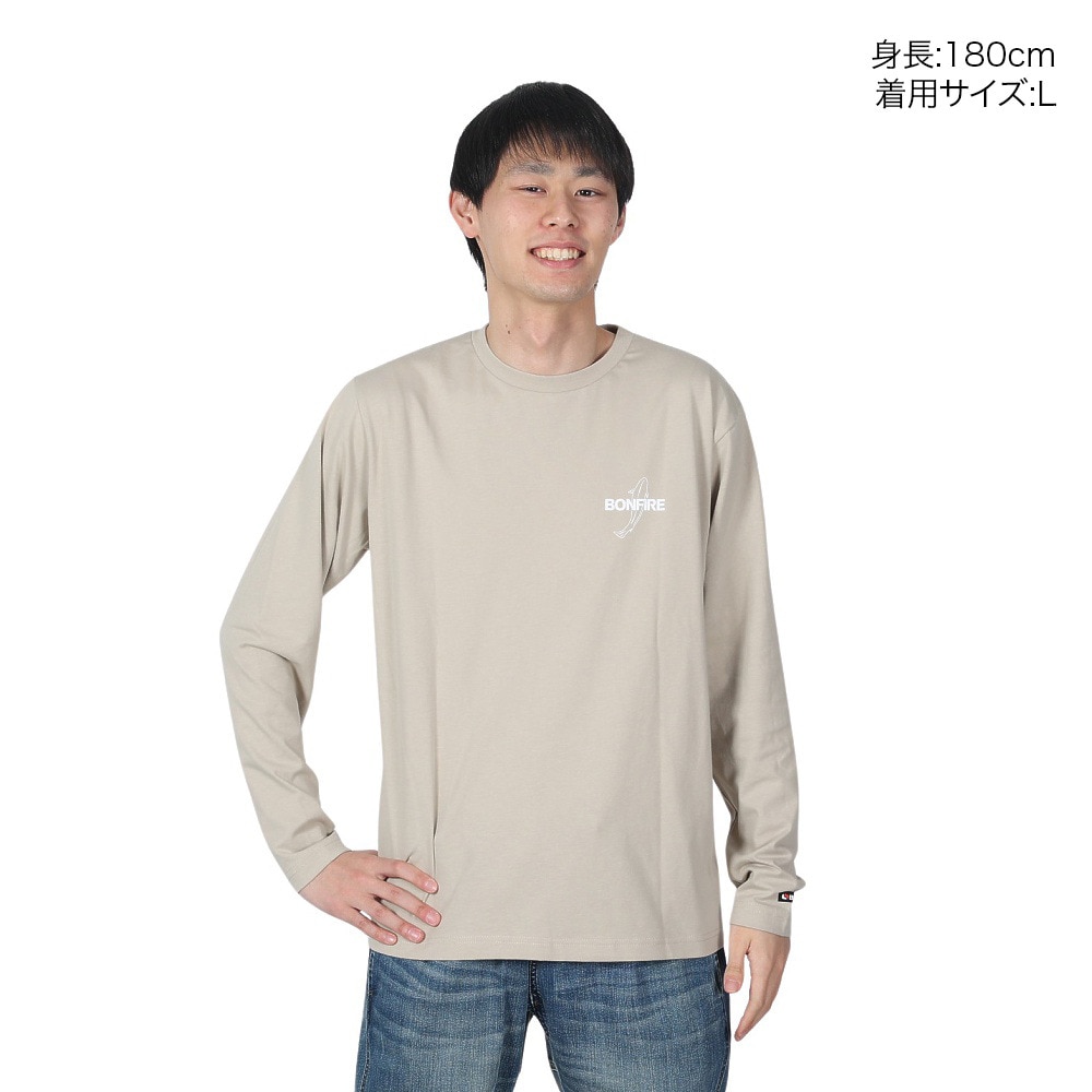 ボンファイア（Bonfire）（メンズ）RAINBOW TROUT 長袖Tシャツ 50BNF4SCD2311 BEG