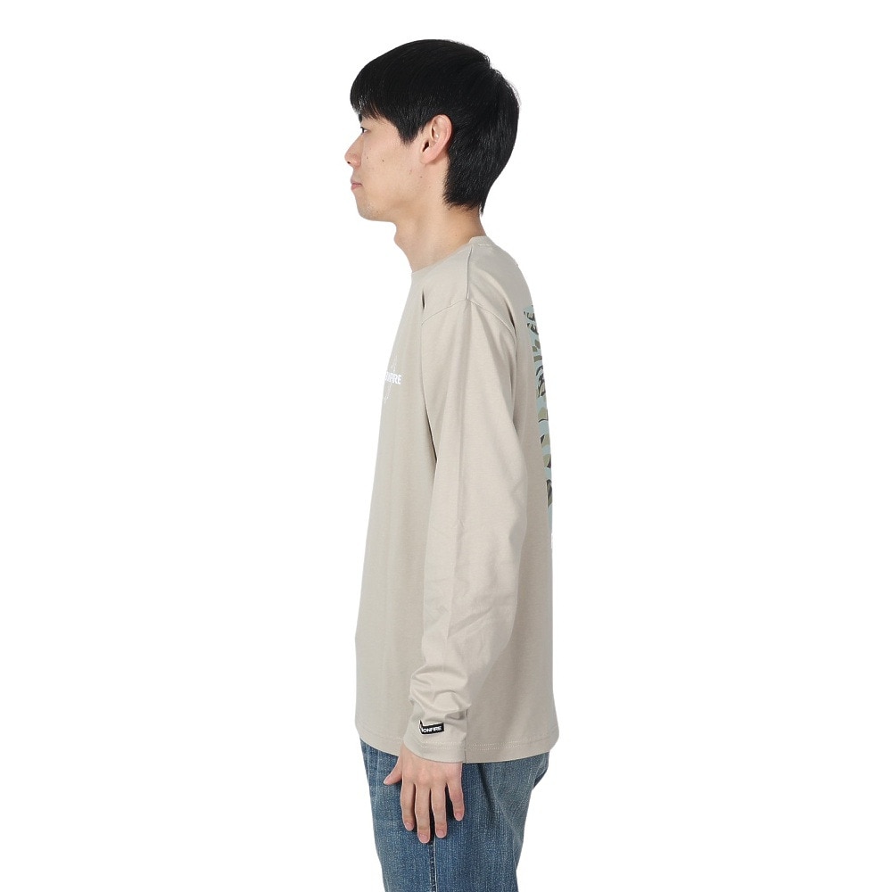 ボンファイア（Bonfire）（メンズ）速乾 ドライ バックプリント 長袖Tシャツ RAINBOW TROUT ニジマス 50BNF4SCD2311 BEG ベージュ