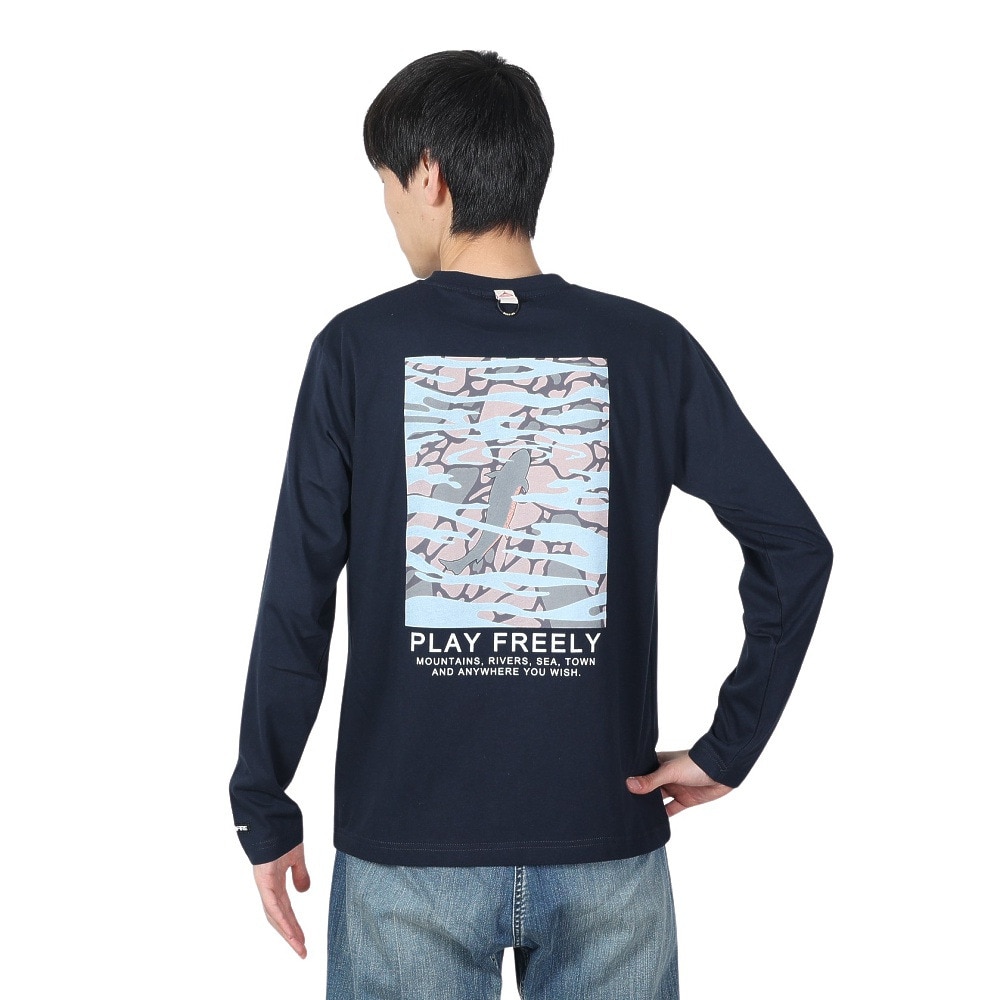 ボンファイア（Bonfire）（メンズ）速乾 ドライ バックプリント 長袖Tシャツ RAINBOW TROUT ニジマス 50BNF4SCD2311 NVY ネイビー