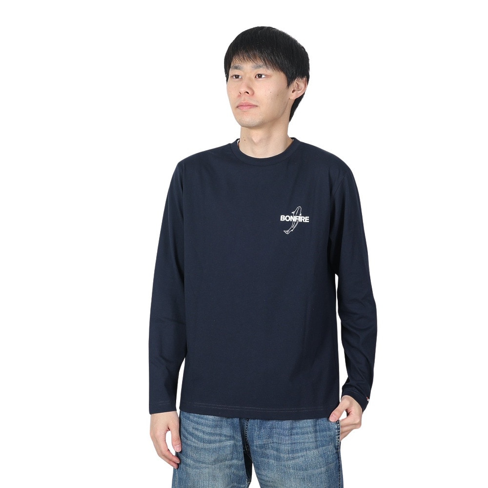 ボンファイア（Bonfire）（メンズ）速乾 ドライ バックプリント 長袖Tシャツ RAINBOW TROUT ニジマス 50BNF4SCD2311 NVY ネイビー