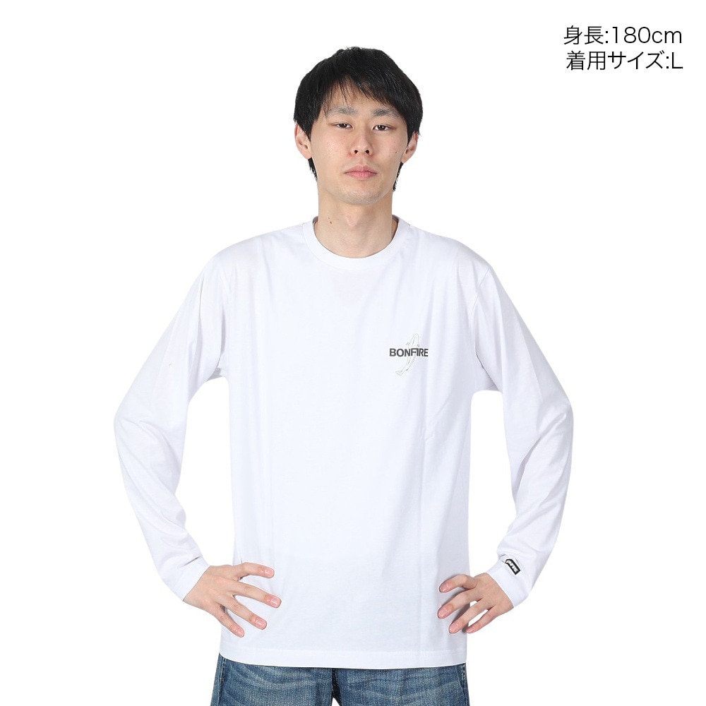 ボンファイア（Bonfire）（メンズ）速乾 ドライ バックプリント 長袖Tシャツ RAINBOW TROUT ニジマス 50BNF4SCD2311 WHT ホワイト