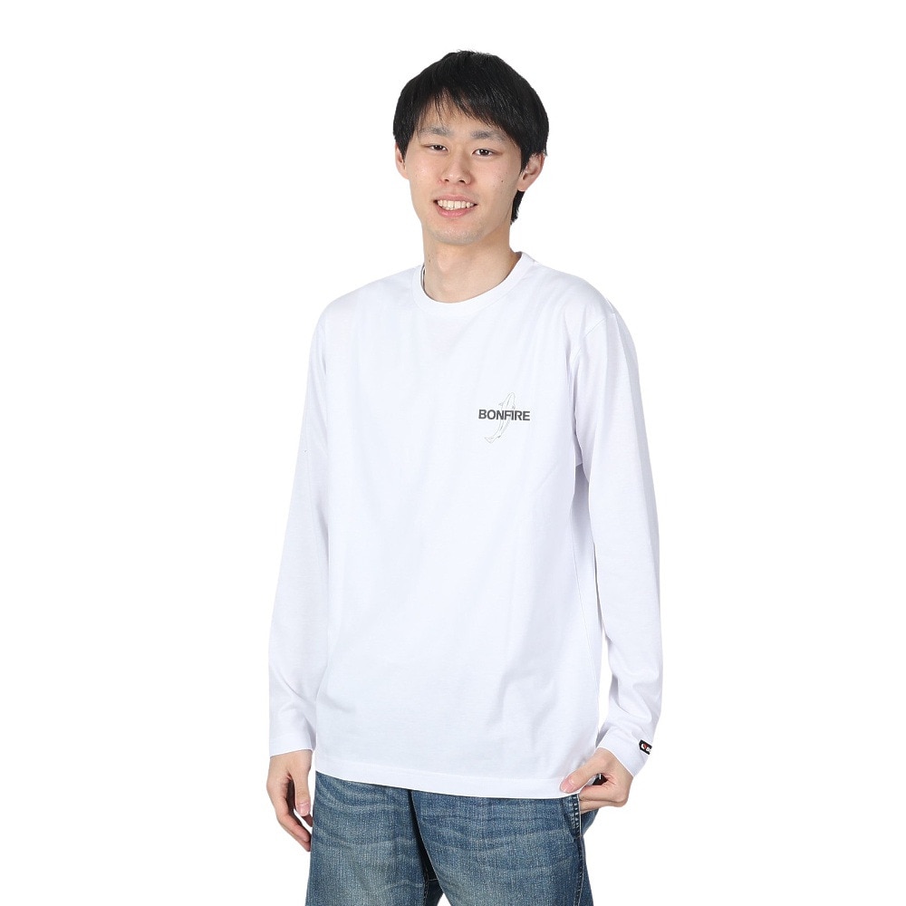 ボンファイア（Bonfire）（メンズ）速乾 ドライ バックプリント 長袖Tシャツ RAINBOW TROUT ニジマス 50BNF4SCD2311 WHT ホワイト