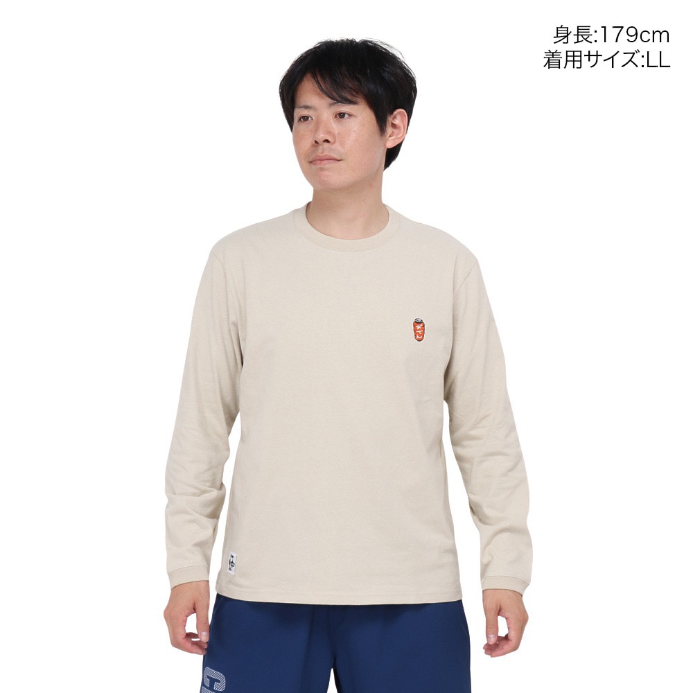 チャムス（CHUMS）（メンズ）長袖Tシャツ ロンT 屋台でオツカレ! ブラッシュド ロングスリーブTシャツ CH01-2452-G057 ベージュ