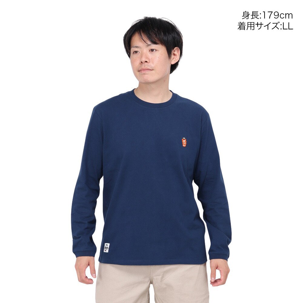 チャムス（CHUMS）（メンズ）長袖Tシャツ ロンT 屋台でオツカレ! ブラッシュド ロングスリーブTシャツ CH01-2452-N001 ネイビー