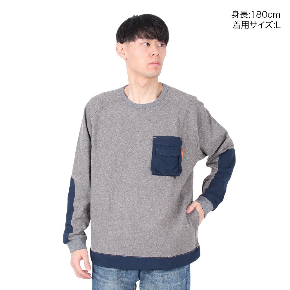 クリフメイヤー（KRIFF MAYER）（メンズ）モチノビ デザイン クルーネック 長袖Tシャツ 2417815 15 GRAY
