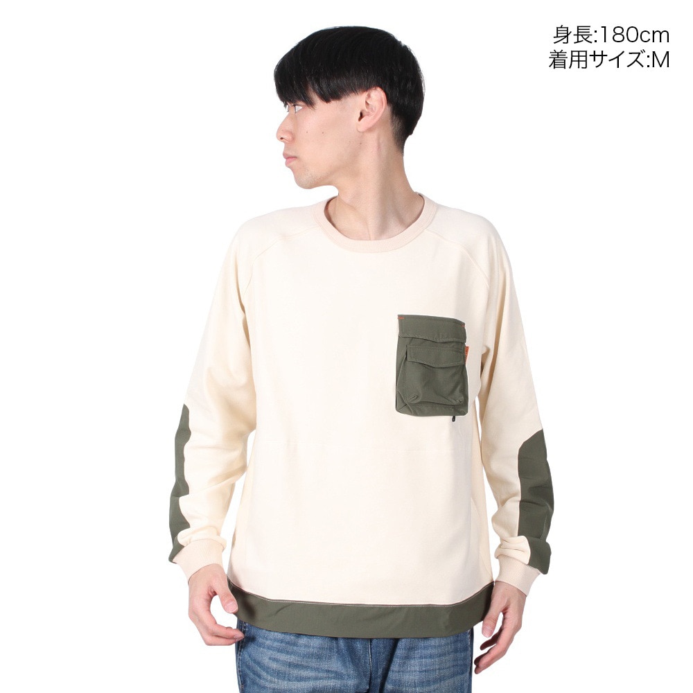 クリフメイヤー（KRIFF MAYER）（メンズ）モチノビ デザイン クルーネック 長袖Tシャツ 2417815:9:NATURAL
