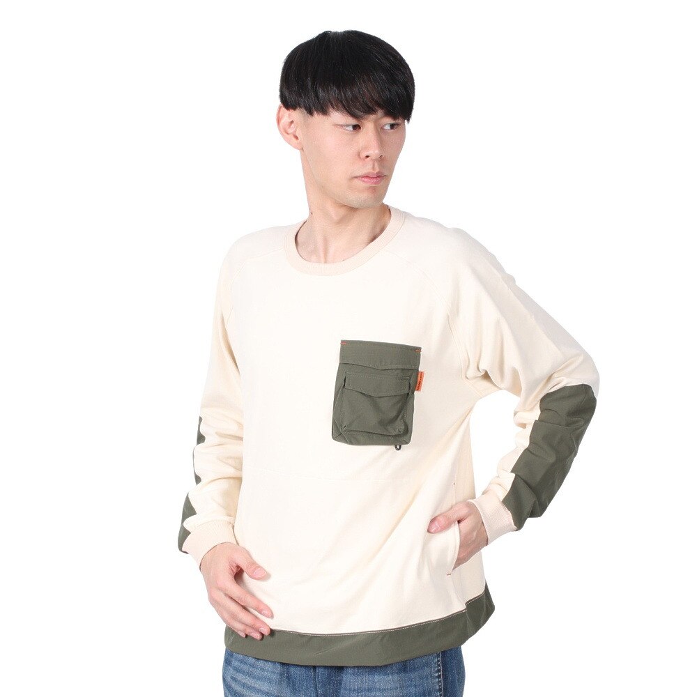 クリフメイヤー（KRIFF MAYER）（メンズ）モチノビ デザイン クルーネック 長袖Tシャツ 2417815:9:NATURAL