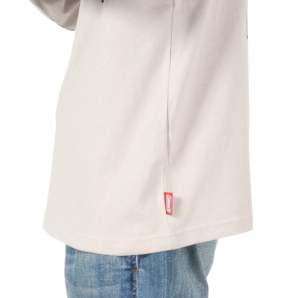 コールマン（Coleman）（メンズ）バックプリント 布帛 ポケット 長袖Tシャツ X5451A BEG