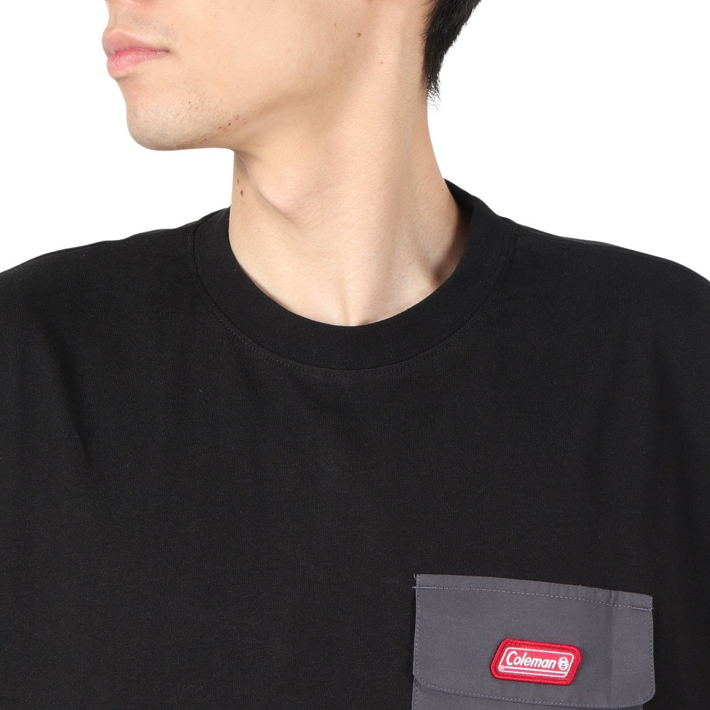コールマン（Coleman）（メンズ）バックプリント 布帛 ポケット 長袖Tシャツ X5451A BLK