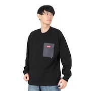 (メンズ)バックプリント 布帛 ポケット 長袖Tシャツ X5451A
