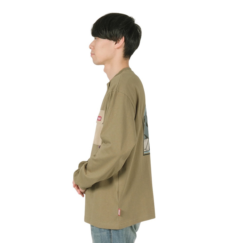 コールマン（Coleman）（メンズ）バックプリント 布帛 ポケット長袖Ｔシャツ X5451A KHA