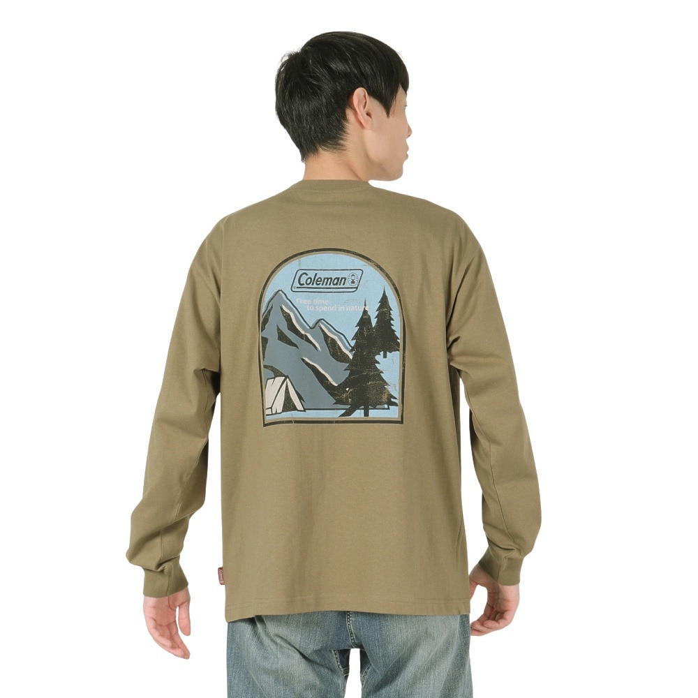 コールマン（Coleman）（メンズ）バックプリント 布帛 ポケット長袖Ｔシャツ X5451A KHA