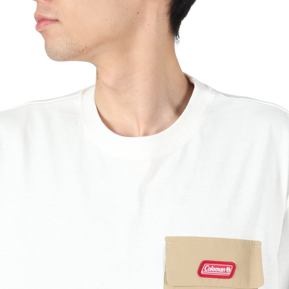 コールマン（Coleman）（メンズ）バックプリント 布帛 ポケット 長袖Tシャツ X5451A WHT