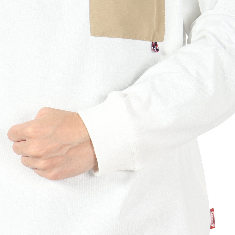 コールマン（Coleman）（メンズ）バックプリント 布帛 ポケット 長袖Tシャツ X5451A WHT
