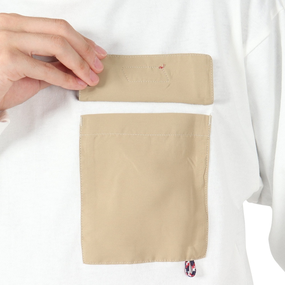 コールマン（Coleman）（メンズ）バックプリント 布帛 ポケット 長袖Tシャツ X5451A WHT