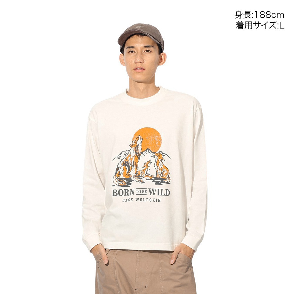 ジャックウルフスキン（JackWolfskin）（メンズ、レディース）ウルフプリント ロングスリーブTシャツ A63977-5055