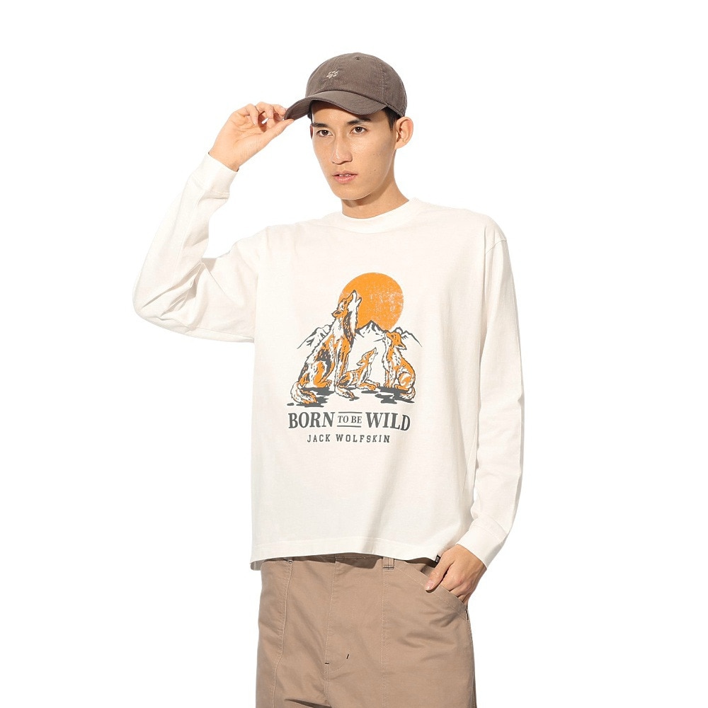 ジャックウルフスキン（JackWolfskin）（メンズ、レディース）ウルフプリント ロングスリーブTシャツ A63977-5055