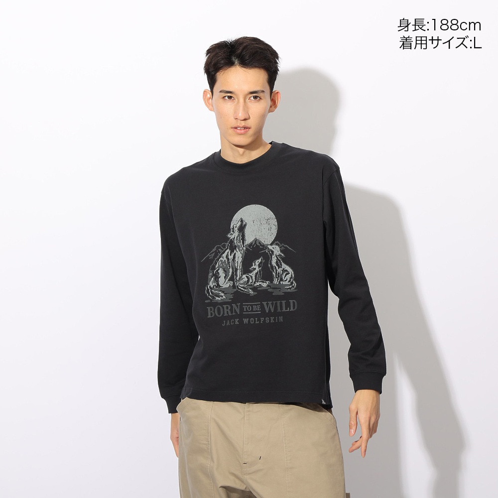 ジャックウルフスキン（JackWolfskin）（メンズ、レディース）ウルフプリント ロングスリーブTシャツ A63977-6000