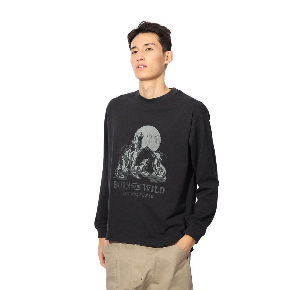 ジャックウルフスキン（JackWolfskin）（メンズ、レディース）ウルフプリント ロングスリーブTシャツ A63977-6000