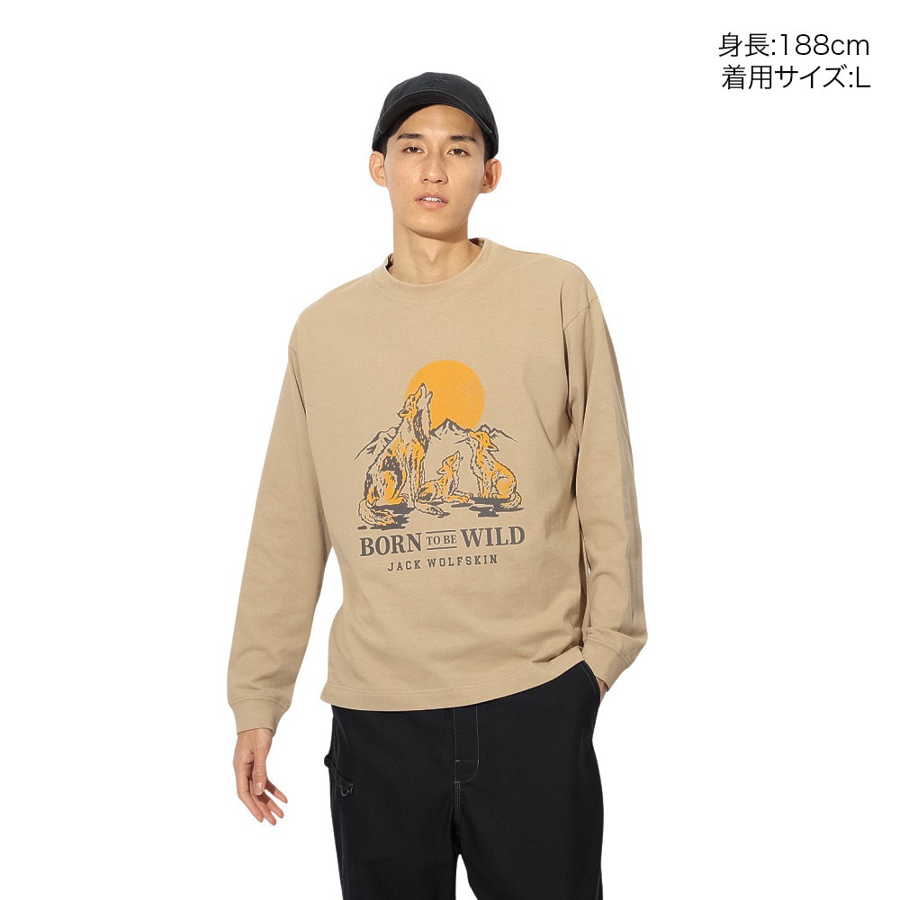 ジャックウルフスキン（JackWolfskin）（メンズ、レディース）ウルフプリント ロングスリーブTシャツ A63977-A0030
