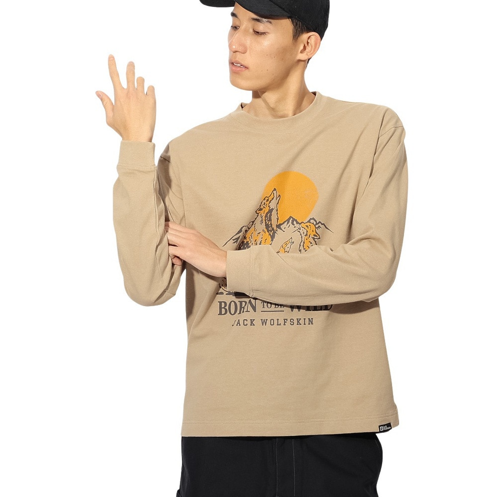 ジャックウルフスキン（JackWolfskin）（メンズ、レディース）ウルフプリント ロングスリーブTシャツ A63977-A0030