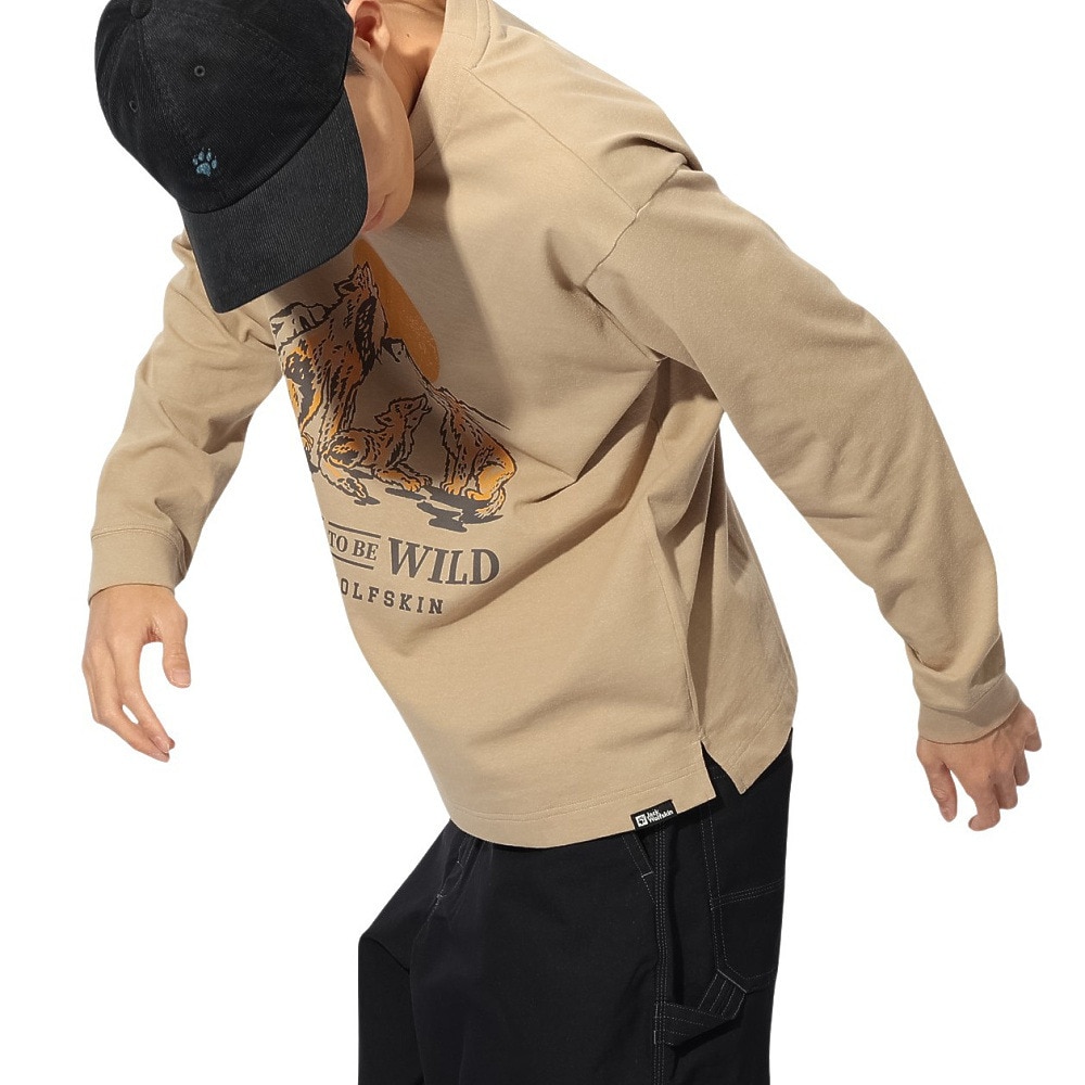 ジャックウルフスキン（JackWolfskin）（メンズ、レディース）ウルフプリント ロングスリーブTシャツ A63977-A0030