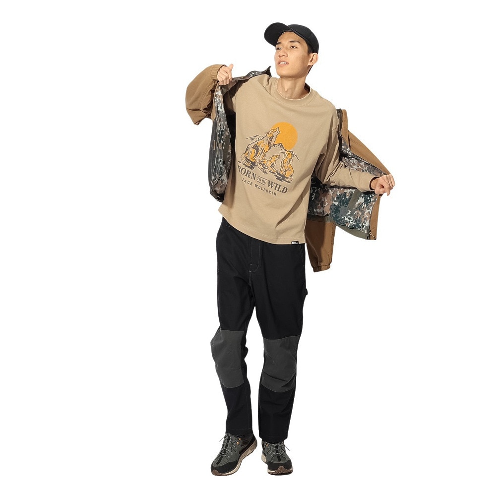 ジャックウルフスキン（JackWolfskin）（メンズ、レディース）ウルフプリント ロングスリーブTシャツ A63977-A0030