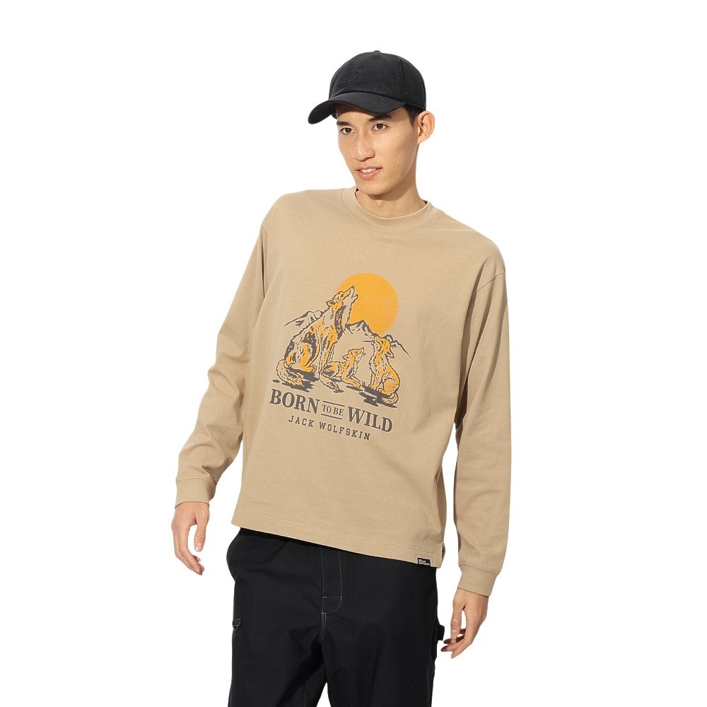 ジャックウルフスキン（JackWolfskin）（メンズ、レディース）ウルフプリント ロングスリーブTシャツ A63977-A0030