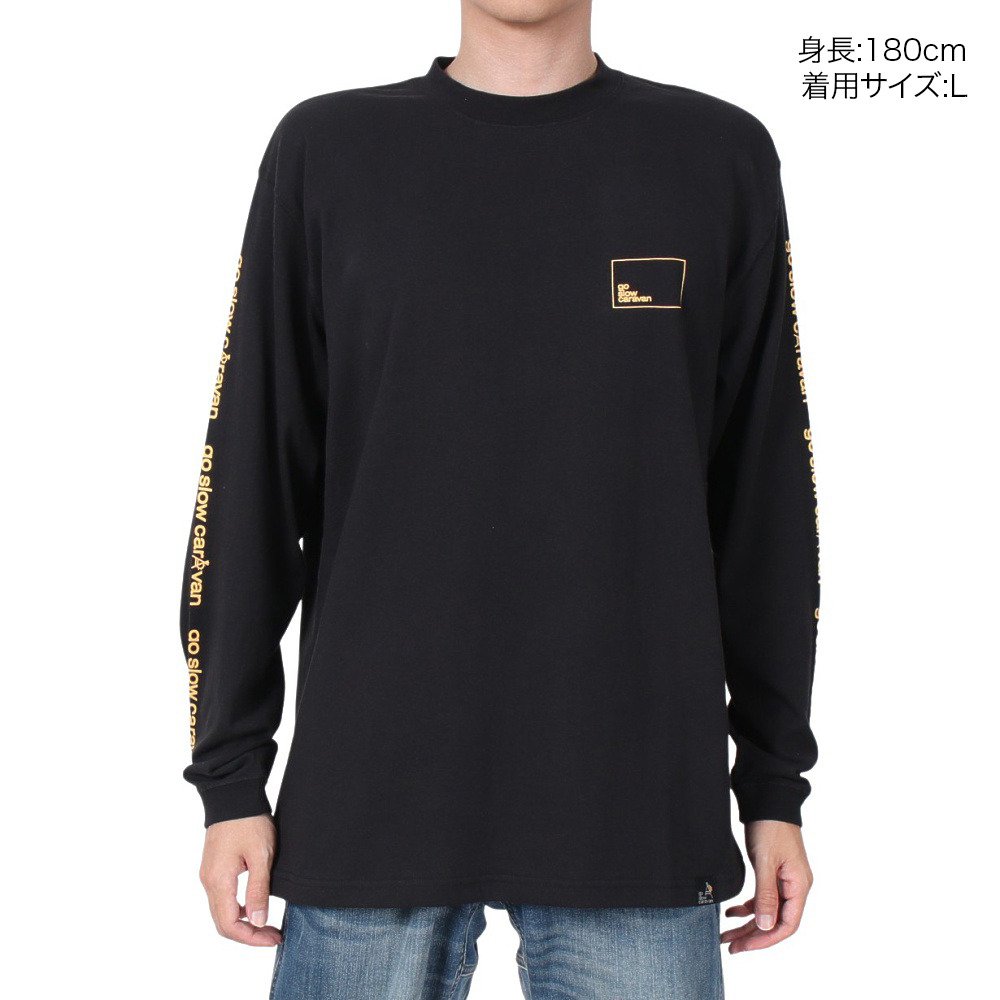 ゴースローキャラバン（GOSLOWCARAVAN）（メンズ）USAコットン スクエアロゴバックプリント ロングスリーブTシャツ 331903 BLK