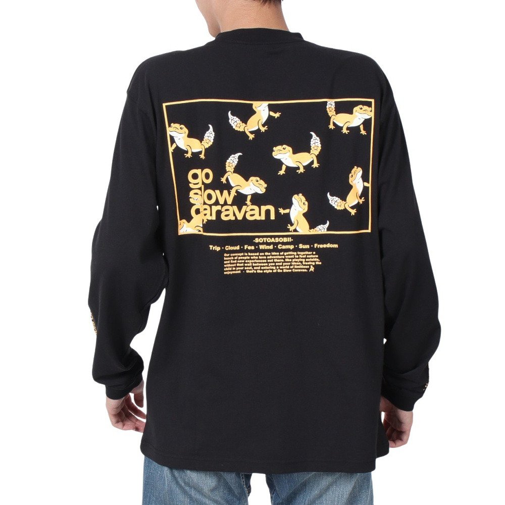 ゴースローキャラバン（GOSLOWCARAVAN）（メンズ）USAコットン スクエアロゴバックプリント ロングスリーブTシャツ 331903 BLK