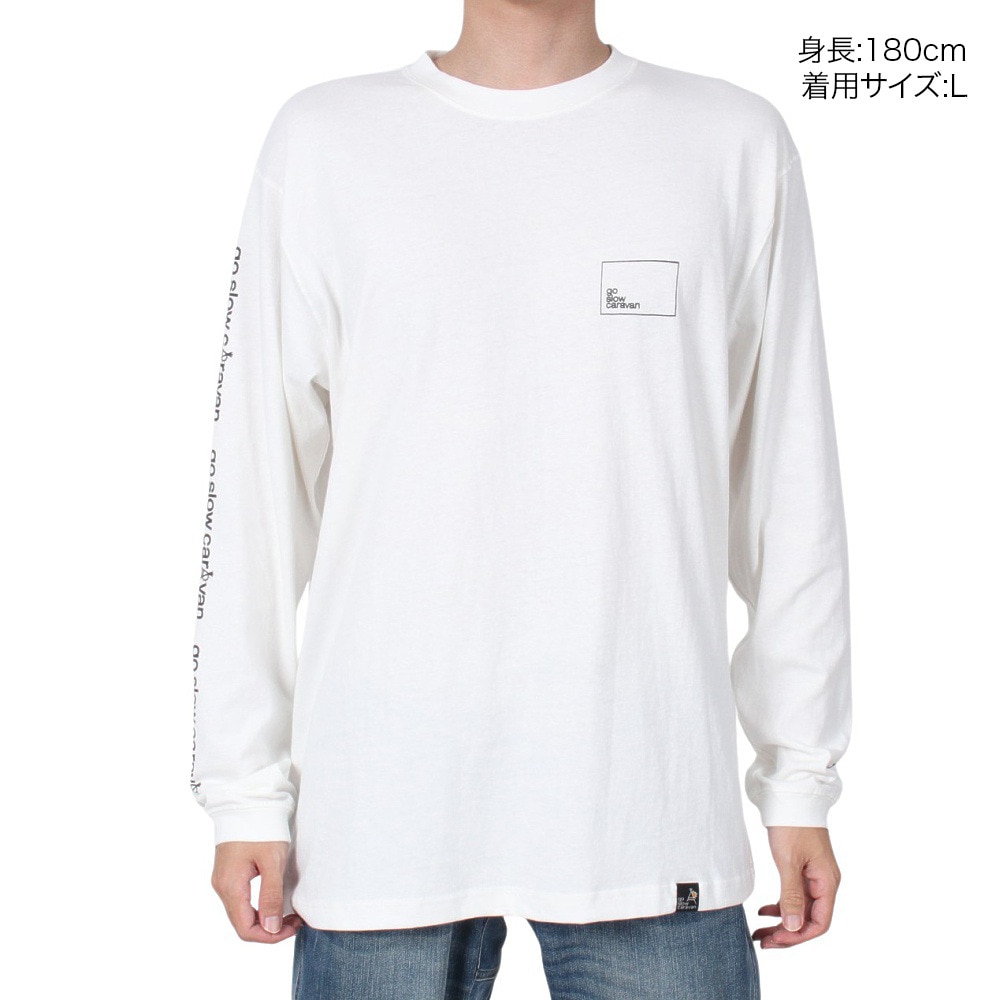 ゴースローキャラバン（GOSLOWCARAVAN）（メンズ）USAコットン スクエアロゴバックプリント ロングスリーブTシャツ 331903 WHT