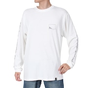 (メンズ)USAコットン スクエアロゴバックプリント ロングスリーブTシャツ 331903 WHT