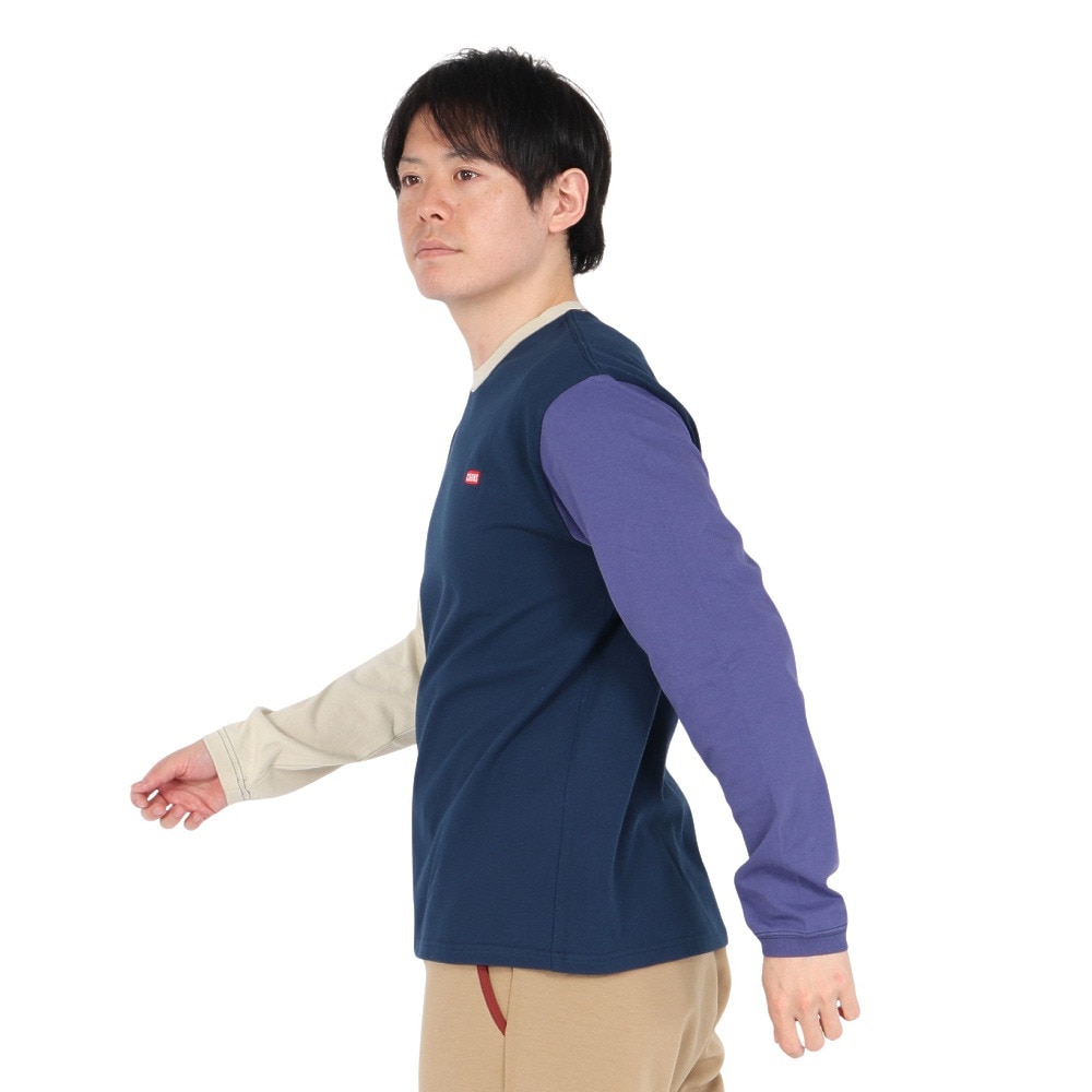 チャムス（CHUMS）（メンズ）長袖Tシャツ ロンT ブービーロゴTシャツ CH01-2275-C087 ネイビー×パープル バックプリント 綿100