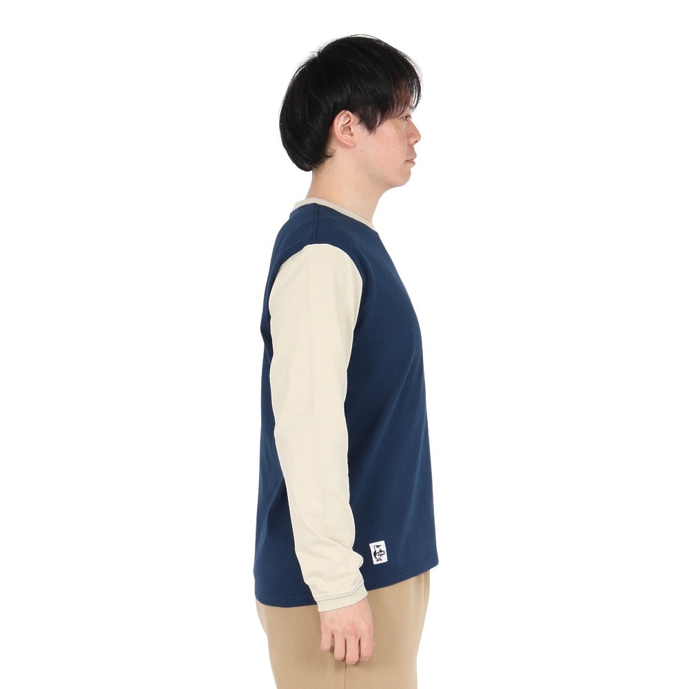 チャムス（CHUMS）（メンズ）長袖Tシャツ ロンT ブービーロゴTシャツ CH01-2275-C087 ネイビー×パープル バックプリント 綿100