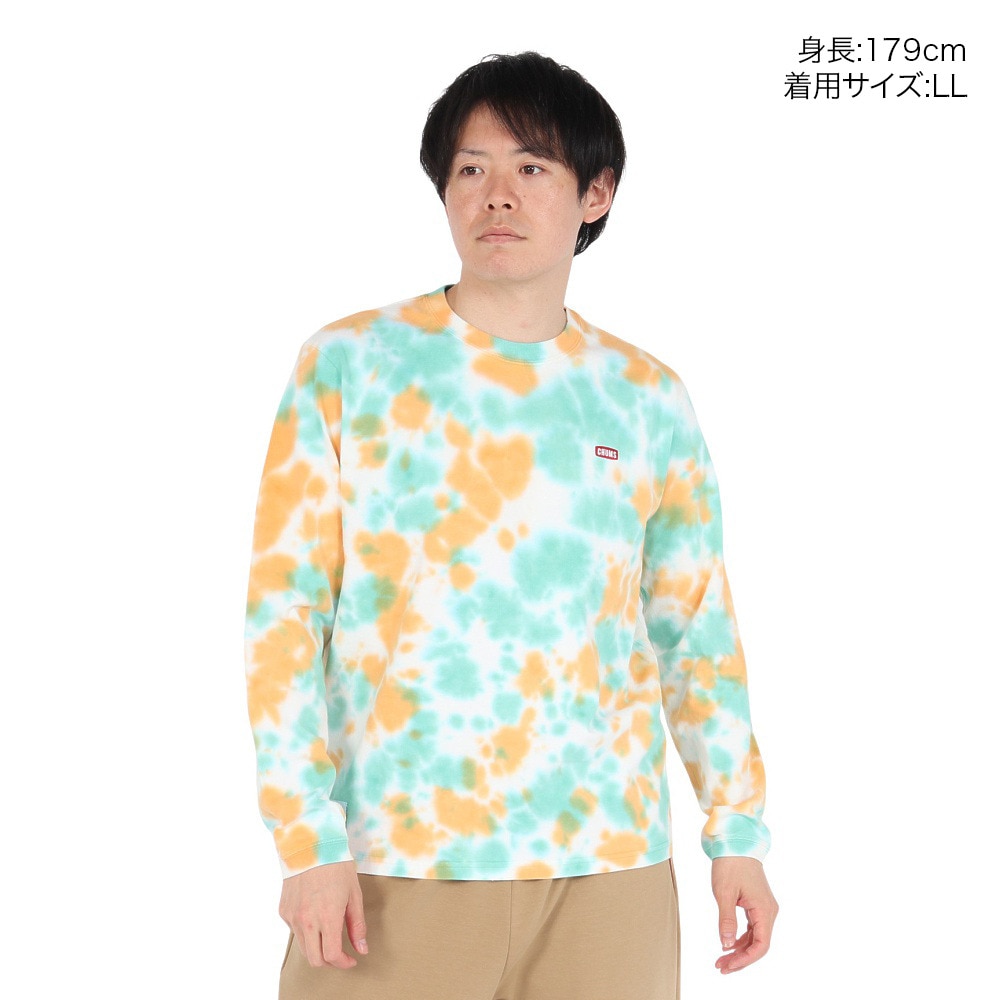 チャムス（CHUMS）（メンズ）長袖Tシャツ ロンT ブービーロゴTシャツ CH01-2275-Z358 オレンジ×グリーン バックプリント 綿100