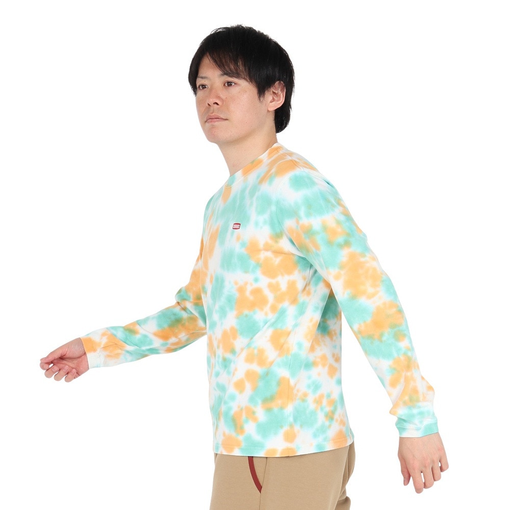 チャムス（CHUMS）（メンズ）長袖Tシャツ ロンT ブービーロゴTシャツ CH01-2275-Z358 オレンジ×グリーン バックプリント 綿100