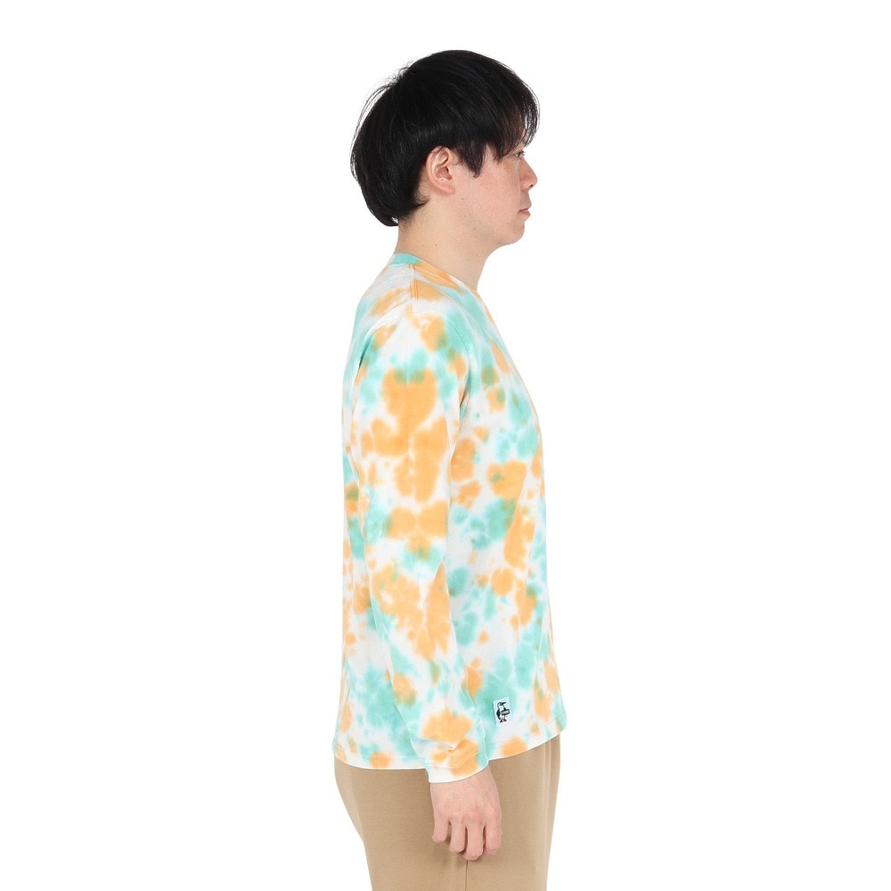 チャムス（CHUMS）（メンズ）長袖Tシャツ ロンT ブービーロゴTシャツ CH01-2275-Z358 オレンジ×グリーン バックプリント 綿100