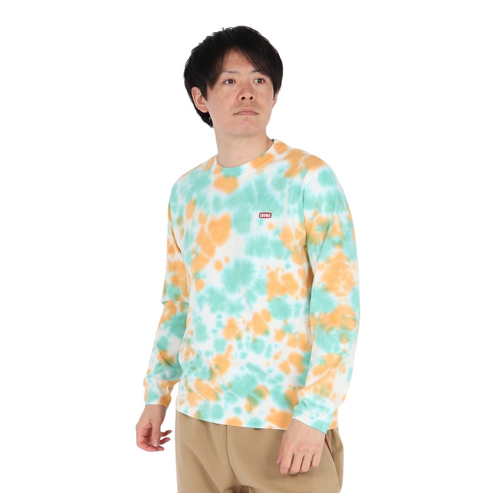 チャムス（CHUMS）（メンズ）長袖Tシャツ ロンT ブービーロゴTシャツ CH01-2275-Z358 オレンジ×グリーン バックプリント 綿100