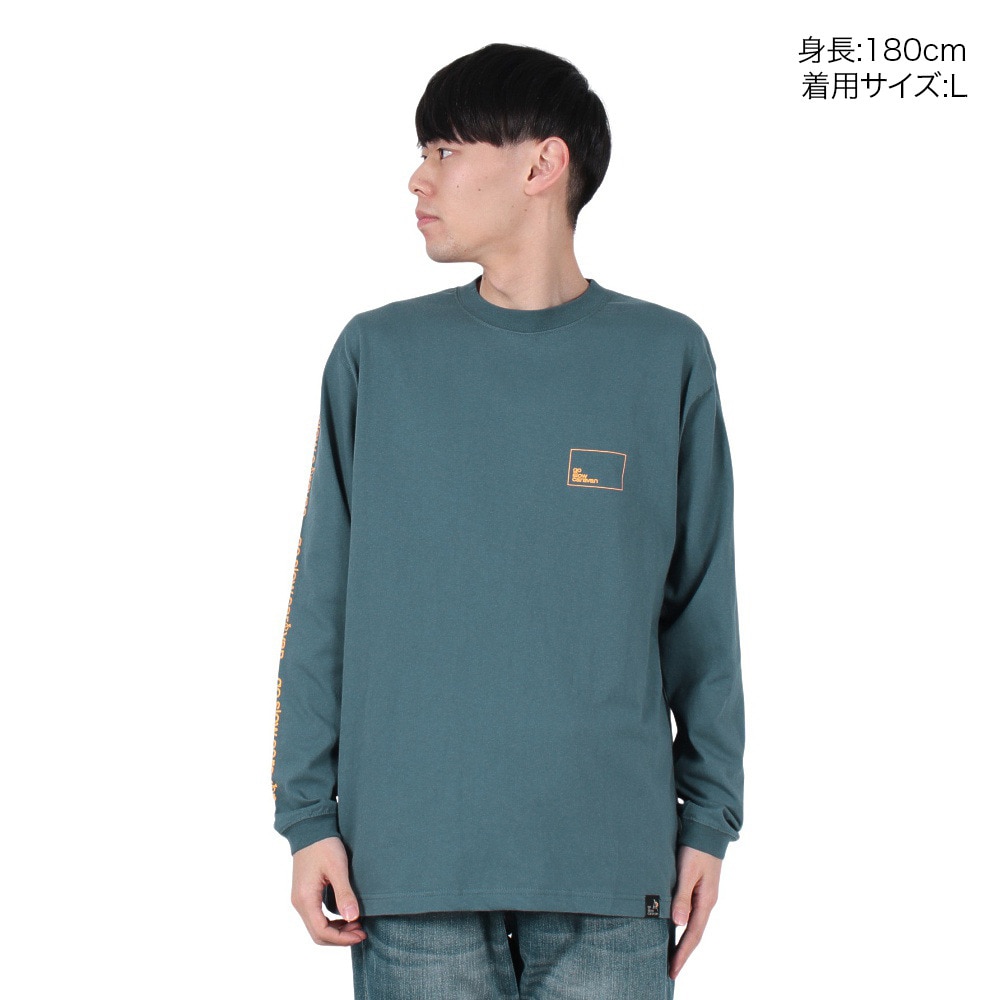 ゴースローキャラバン（GOSLOWCARAVAN）（メンズ）スクエアロゴ バックプリント 長袖Tシャツ 341901 BLU